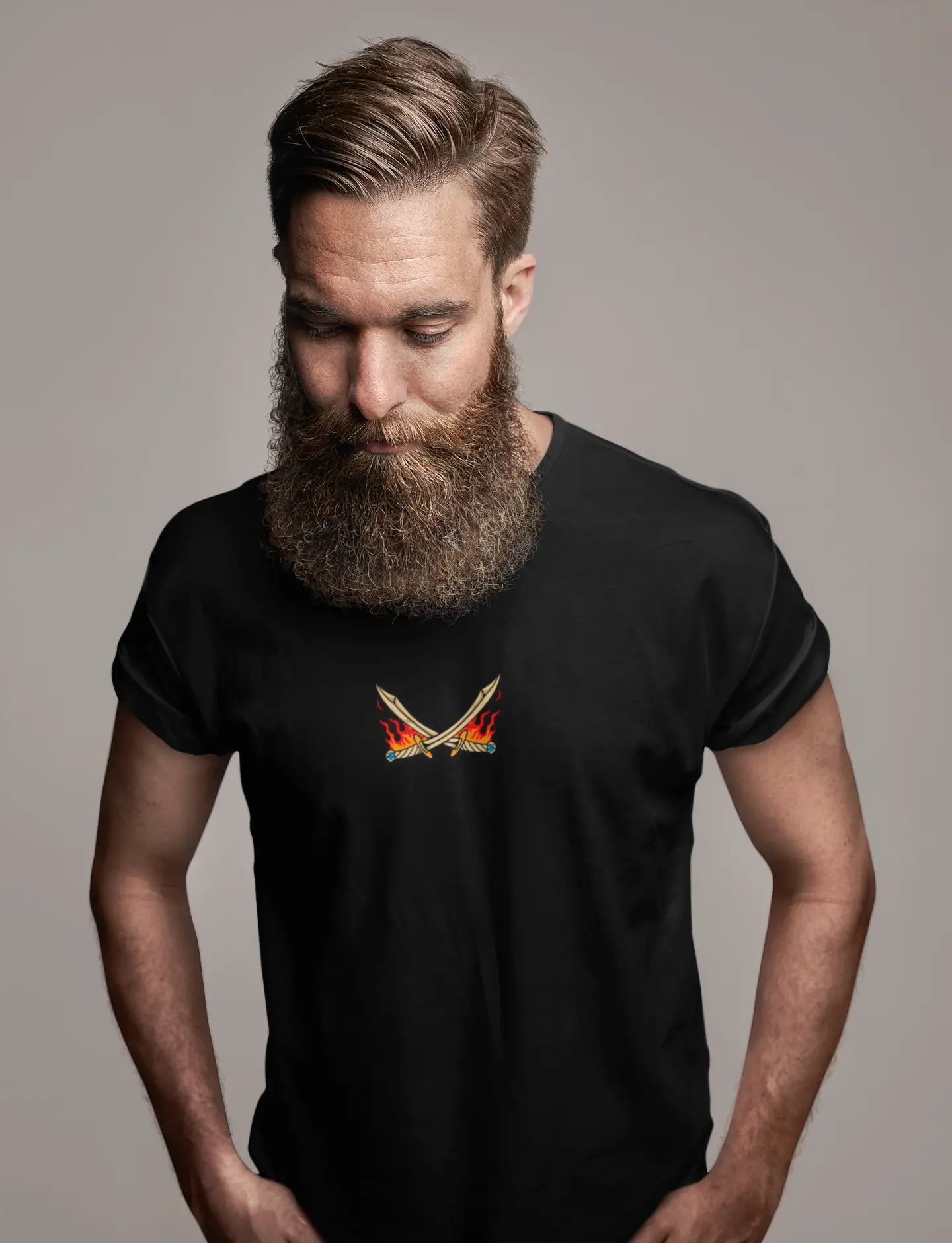 Cottonpunk small front logo on a black t-shirt