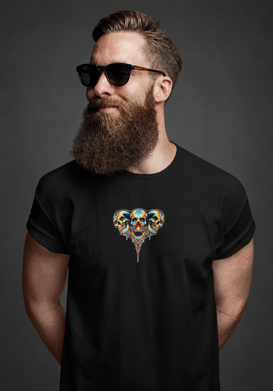 Any Last Words skulls chest print, front model