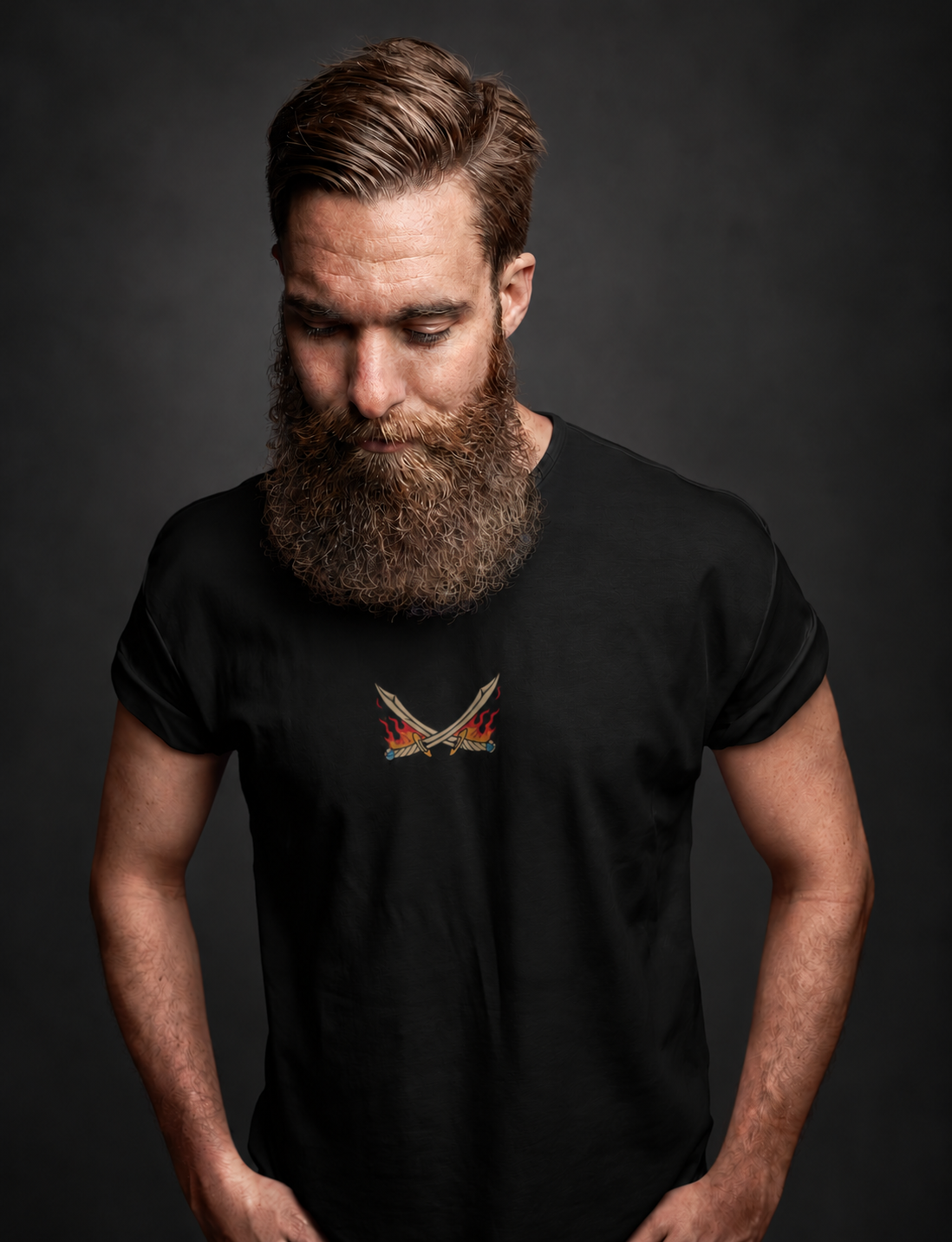 Cottonpunk small front logo on a black t-shirt
