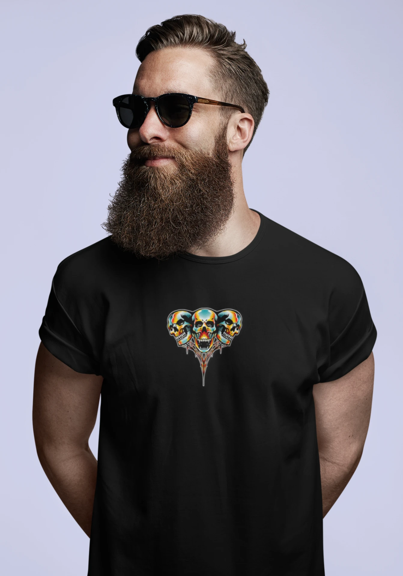 Any Last Words skulls chest print, front model