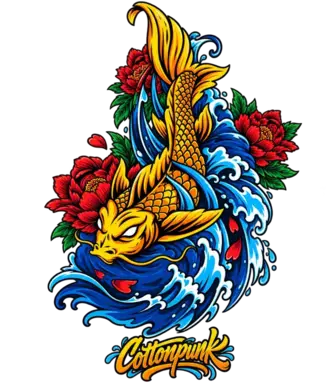 Golden Koi retro graphic design