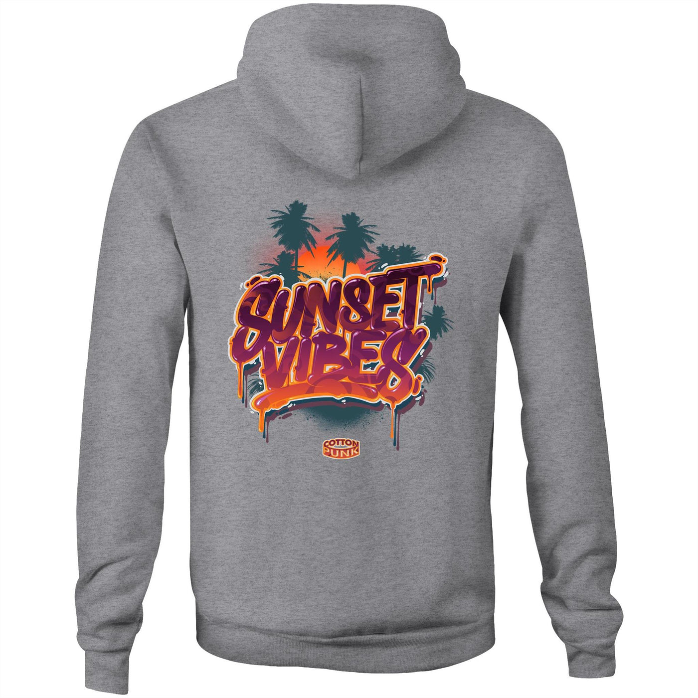 SUNSET VIBES - Mens Pocket Hoodie - BACK PRINT