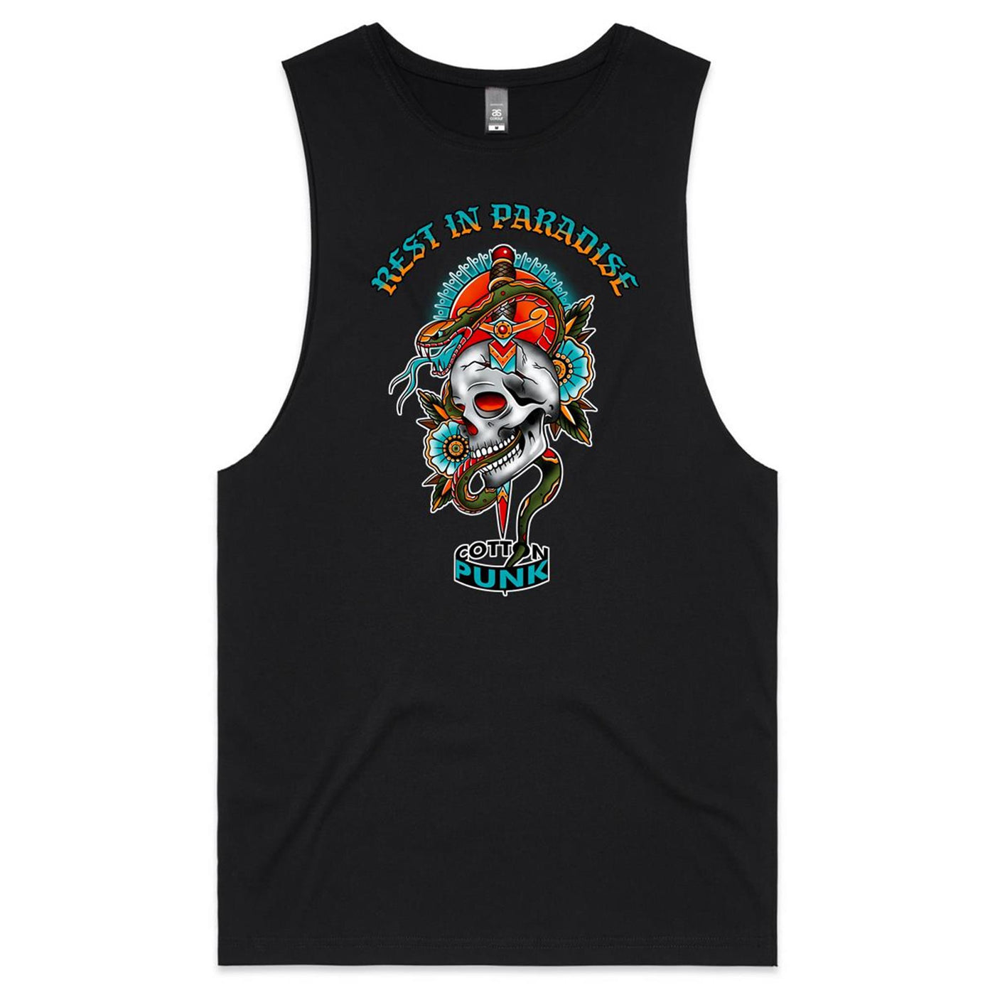 REST IN PARADISE - Mens Sleeveless T-Shirt - FRONT PRINT