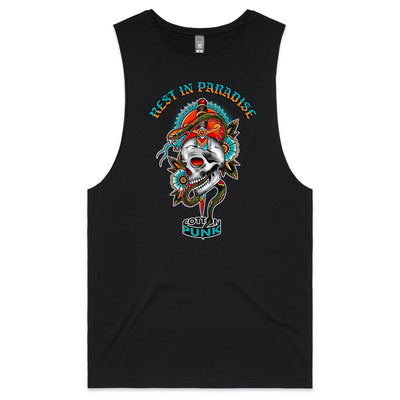 REST IN PARADISE - Mens Sleeveless T-Shirt - FRONT PRINT