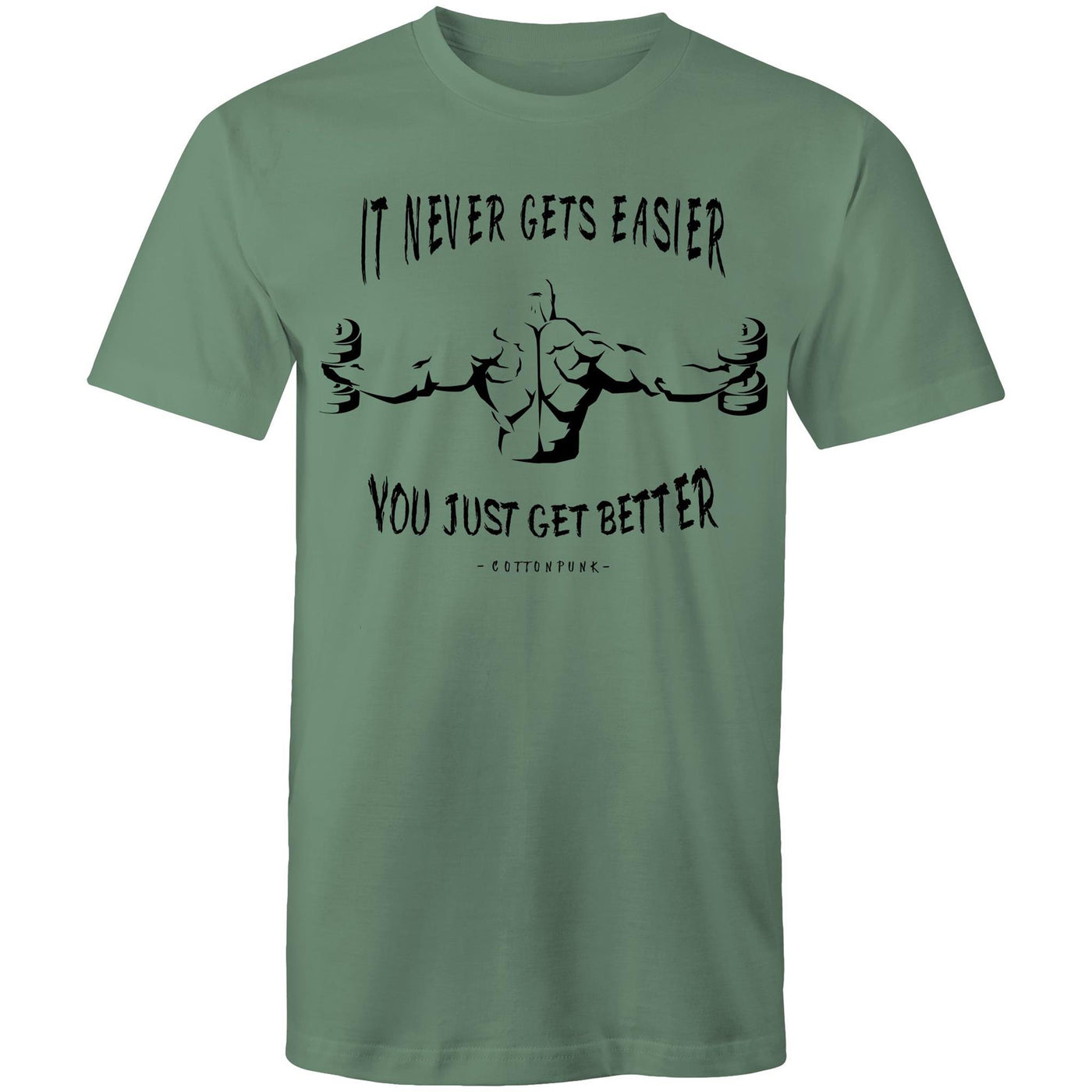 IT NEVER GETS EASIER - Mens T-Shirt - FRONT PRINT