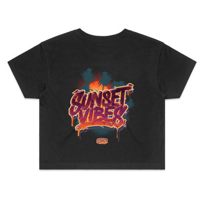 SUNSET VIBES (W) - Womens Crop T-Shirt - BACK PRINT