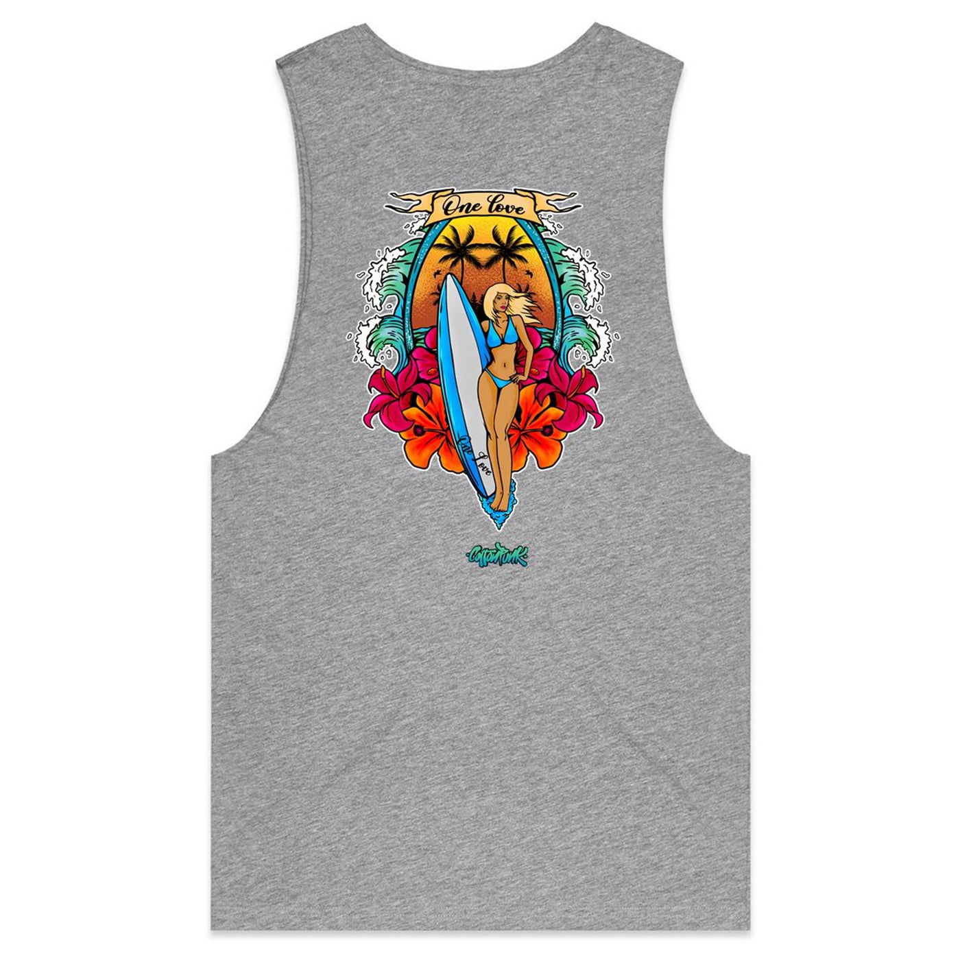 ONE LOVE - Mens Sleeveless T-Shirt - BACK PRINT