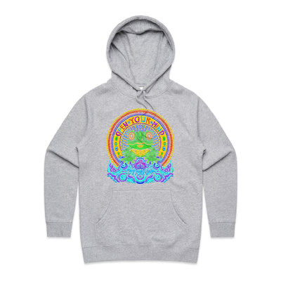 OPEN YOUR MIND (W) - Womens Pocket Hoodie - FRONT PRINT