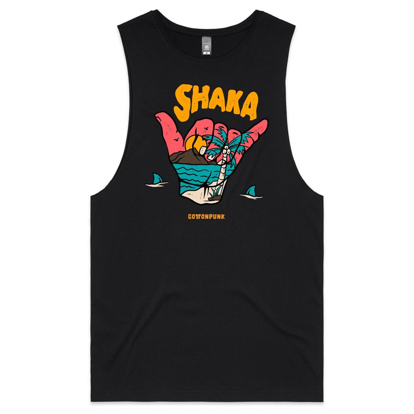 SHAKA - Mens Sleeveless T-Shirt - FRONT PRINT