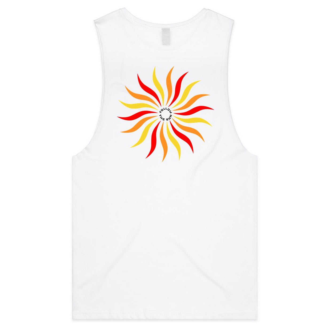 FOLLOW THE SUN - Mens Sleeveless T-Shirt - BACK PRINT