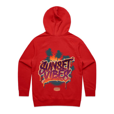 SUNSET VIBES (W) - Womens Pocket Hoodie - BACK PRINT