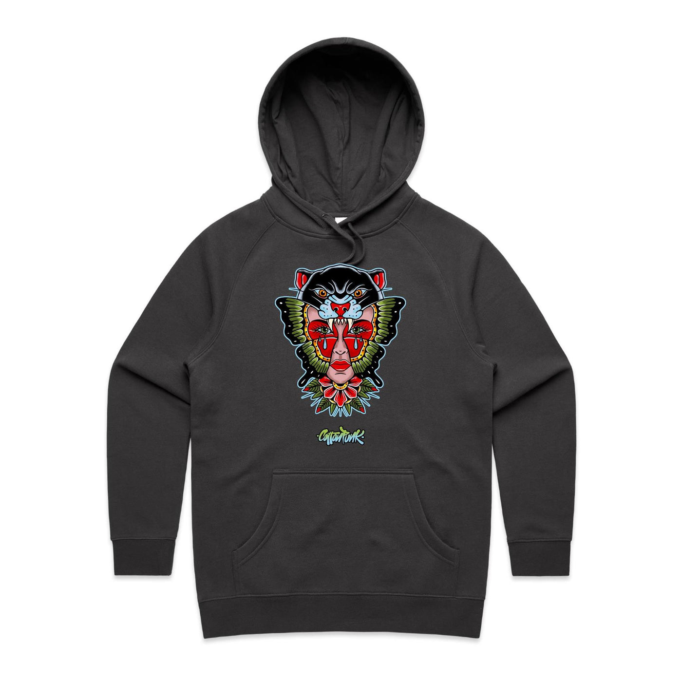 NO REGRETS (W) - Womens Pocket Hoodie - FRONT PRINT