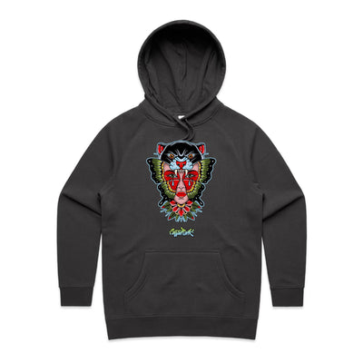 NO REGRETS (W) - Womens Pocket Hoodie - FRONT PRINT