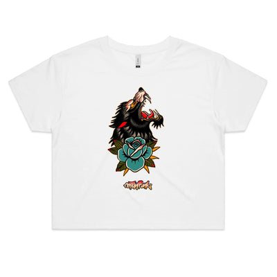 LONE WOLF (W) - Womens Crop T-Shirt - FRONT PRINT