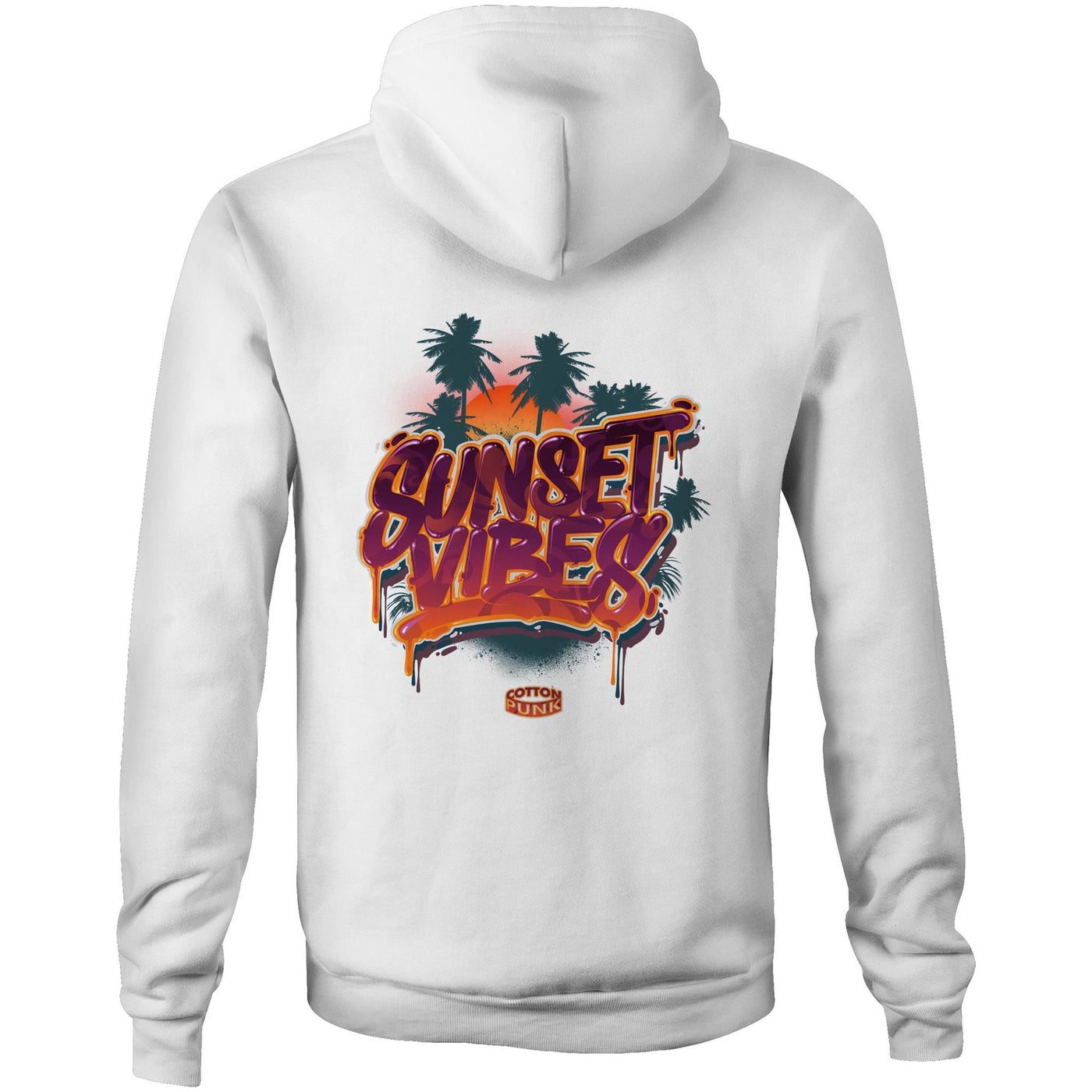 SUNSET VIBES - Mens Pocket Hoodie - BACK PRINT