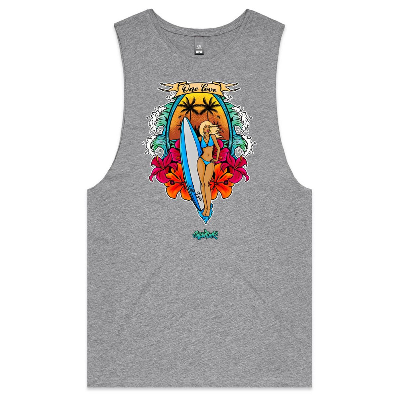 ONE LOVE - Mens Sleeveless T-Shirt - FRONT PRINT