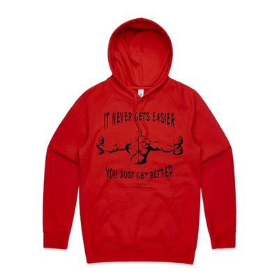 IT NEVER GETS EASIER - Mens Pocket Hoodie - FRONT PRINT