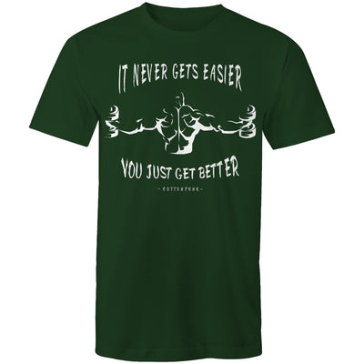 IT NEVER GETS EASIER - Mens T-Shirt - FRONT PRINT