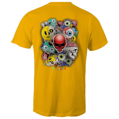 ROLLING SKULLS - Mens T-Shirt - BACK PRINT