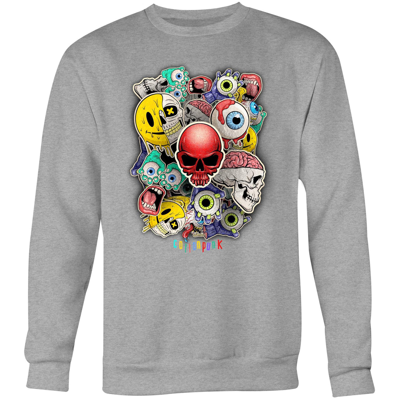 ROLLING SKULLS - Mens Sweatshirt - FRONT PRINT