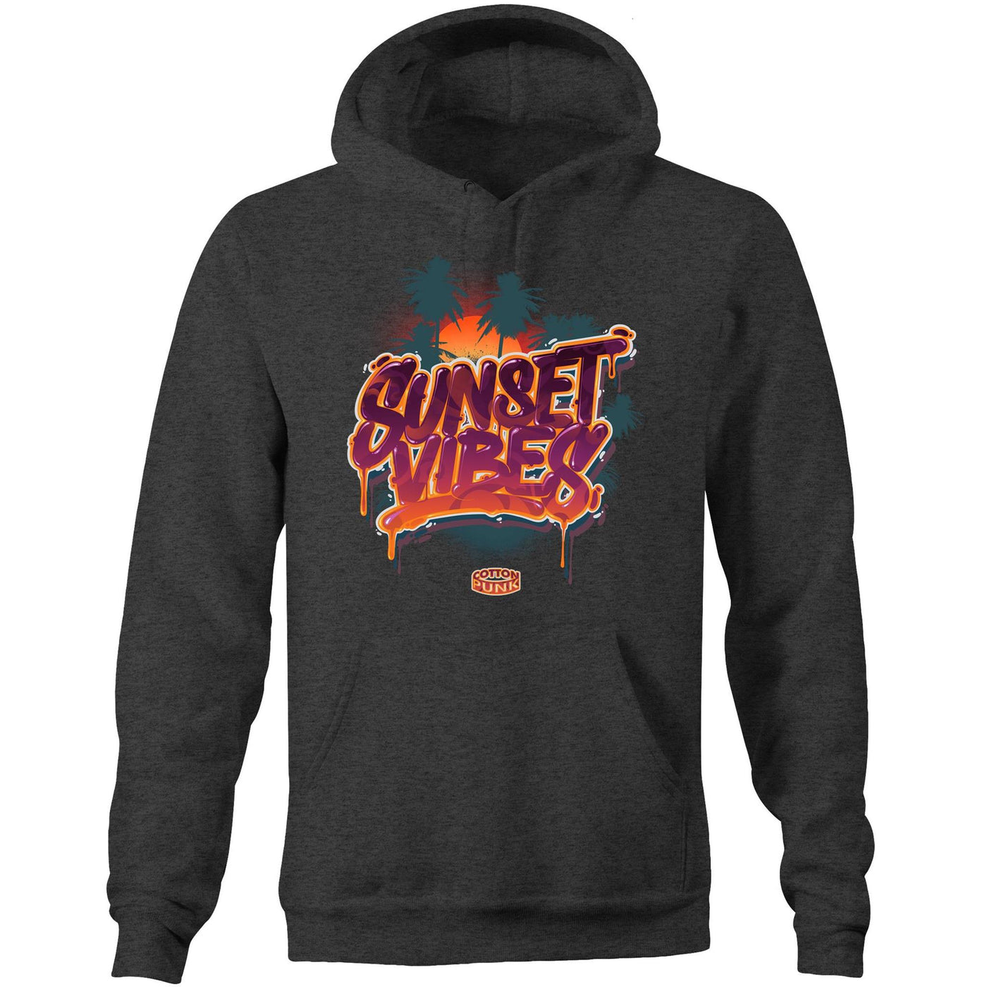 SUNSET VIBES - Mens Pocket Hoodie - FRONT PRINT