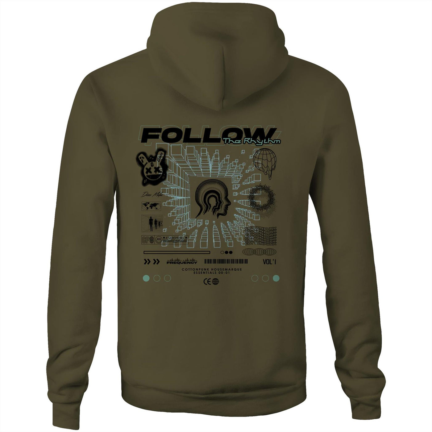 FREQUENCY - Mens Pocket Hoodie - BACK PRINT