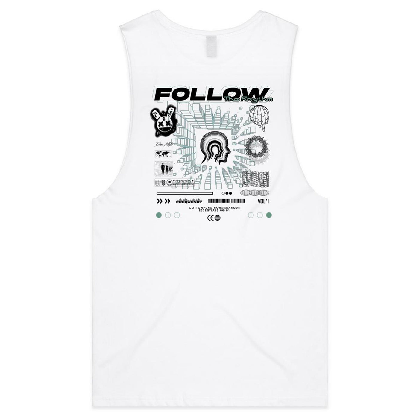 FREQUENCY - Mens Sleeveless T-Shirt - BACK PRINT