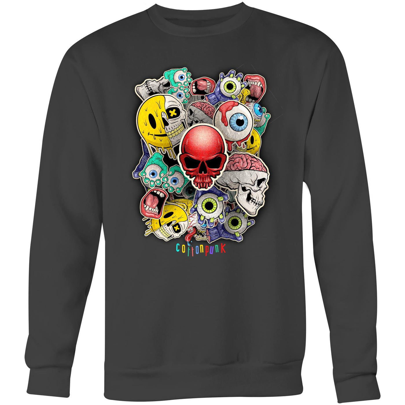 ROLLING SKULLS - Mens Sweatshirt - FRONT PRINT