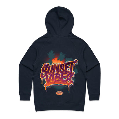 SUNSET VIBES (W) - Womens Pocket Hoodie - BACK PRINT