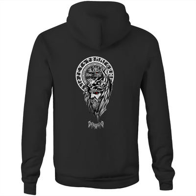 DARK WARRIOR - Mens Pocket Hoodie - BACK PRINT