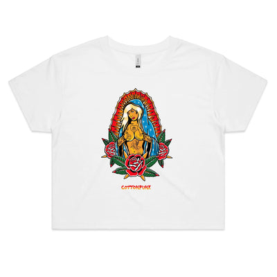 PRAY FOR BETTER TIMES (W) - Womens Crop T-Shirt - FRONT PRINT