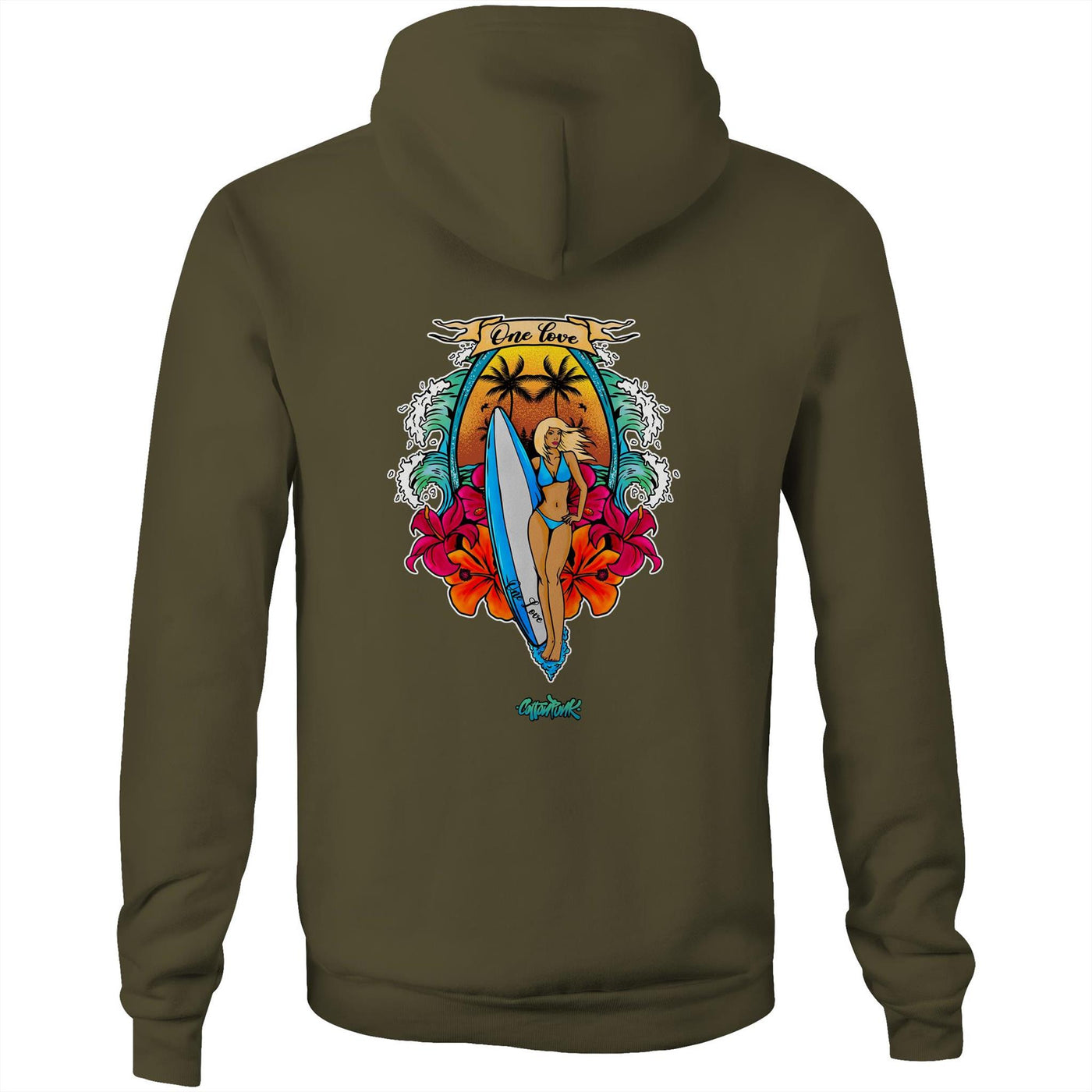 ONE LOVE - Mens Pocket Hoodie - BACK PRINT