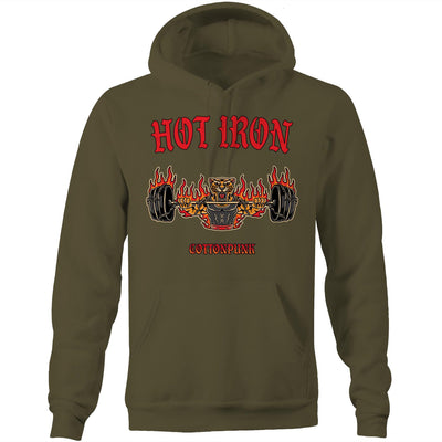 HOT IRON - Mens Pocket Hoodie - FRONT PRINT