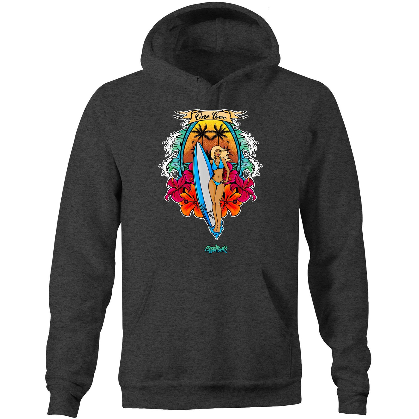 ONE LOVE - Mens Pocket Hoodie - FRONT PRINT