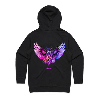 NIGHT HUNTER (W) - Womens Pocket Hoodie - BACK PRINT