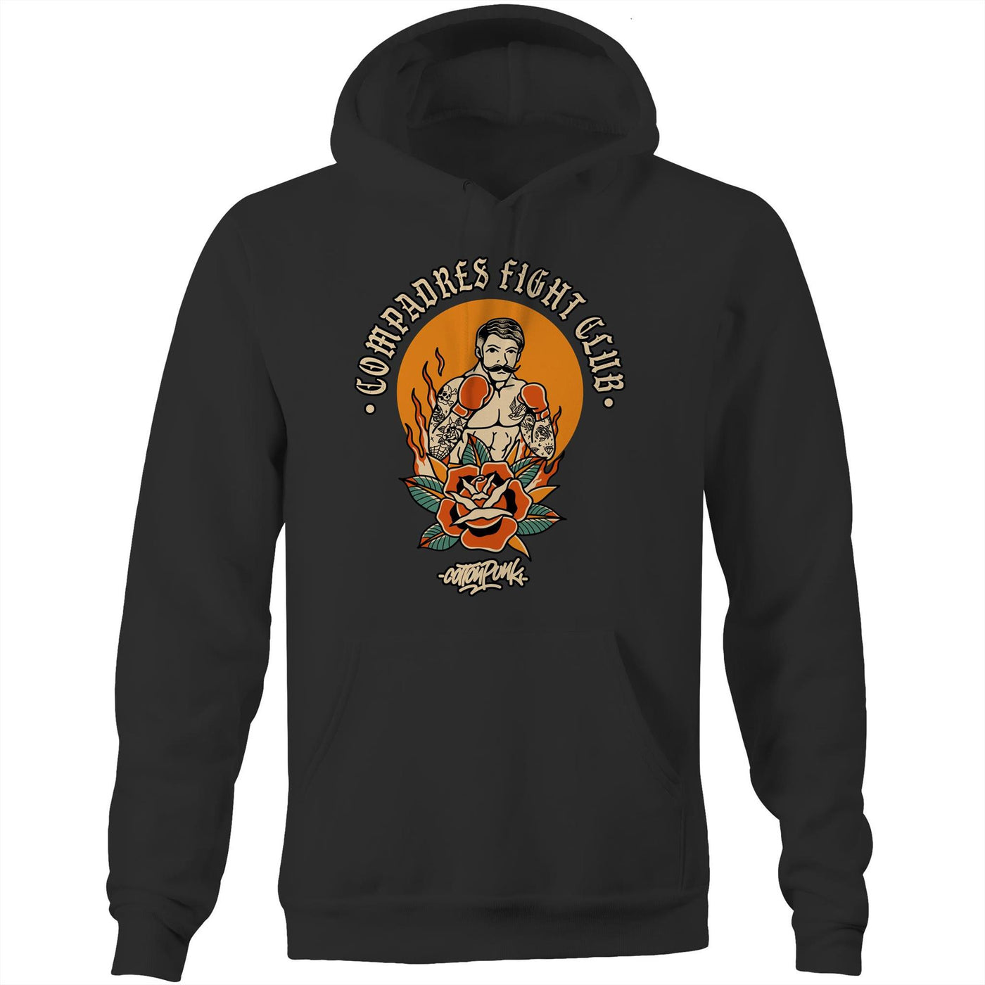 COMPADRES - Mens Pocket Hoodie - FRONT PRINT