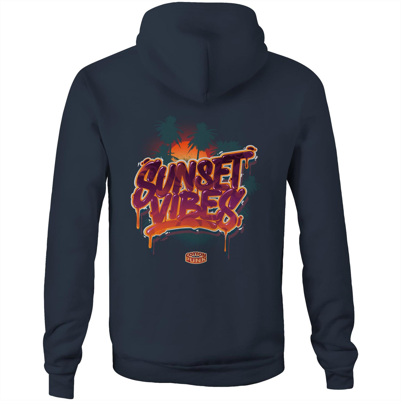 SUNSET VIBES - Mens Pocket Hoodie - BACK PRINT