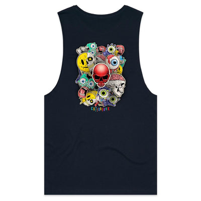 ROLLING SKULLS - Mens Sleeveless T-Shirt - BACK PRINT