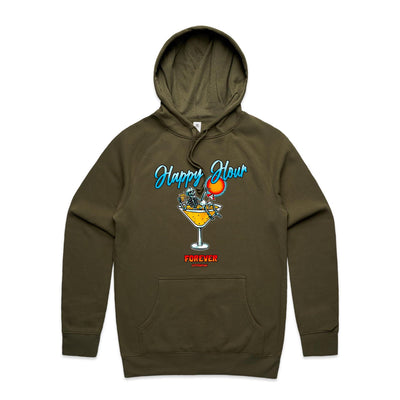 HAPPY HOUR FOREVER  - Mens Pocket Hoodie - FRONT PRINT