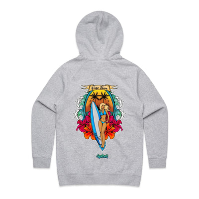 ONE LOVE (W) - Womens Pocket Hoodie - BACK PRINT