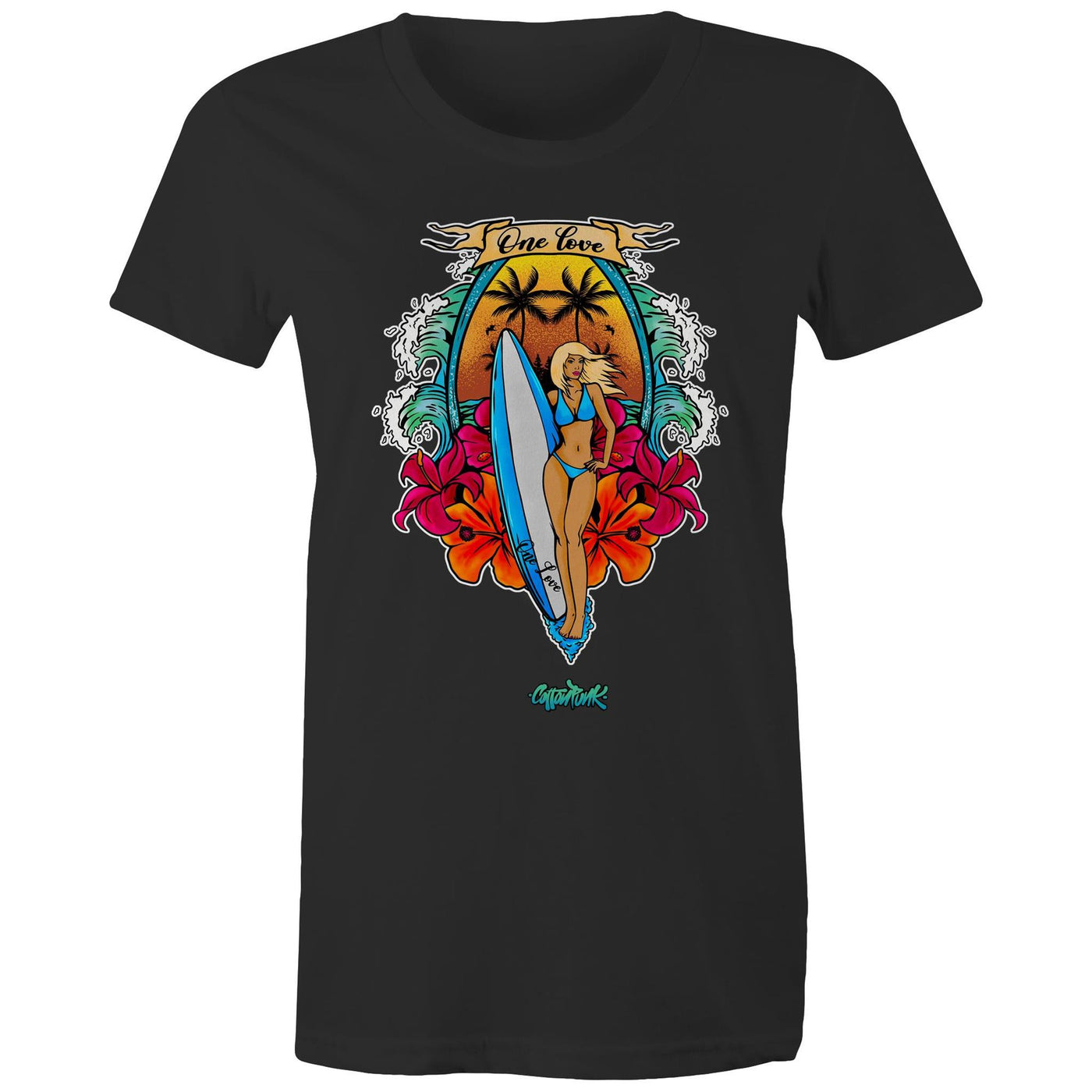 ONE LOVE (W) - Womens T-Shirt - FRONT PRINT