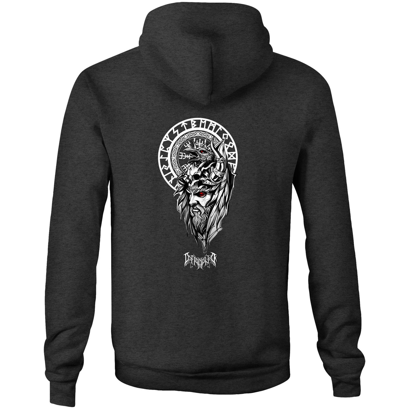 DARK WARRIOR - Mens Pocket Hoodie - BACK PRINT