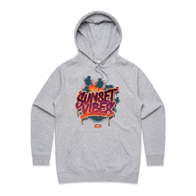 SUNSET VIBES (W) - Womens Pocket Hoodie - FRONT PRINT