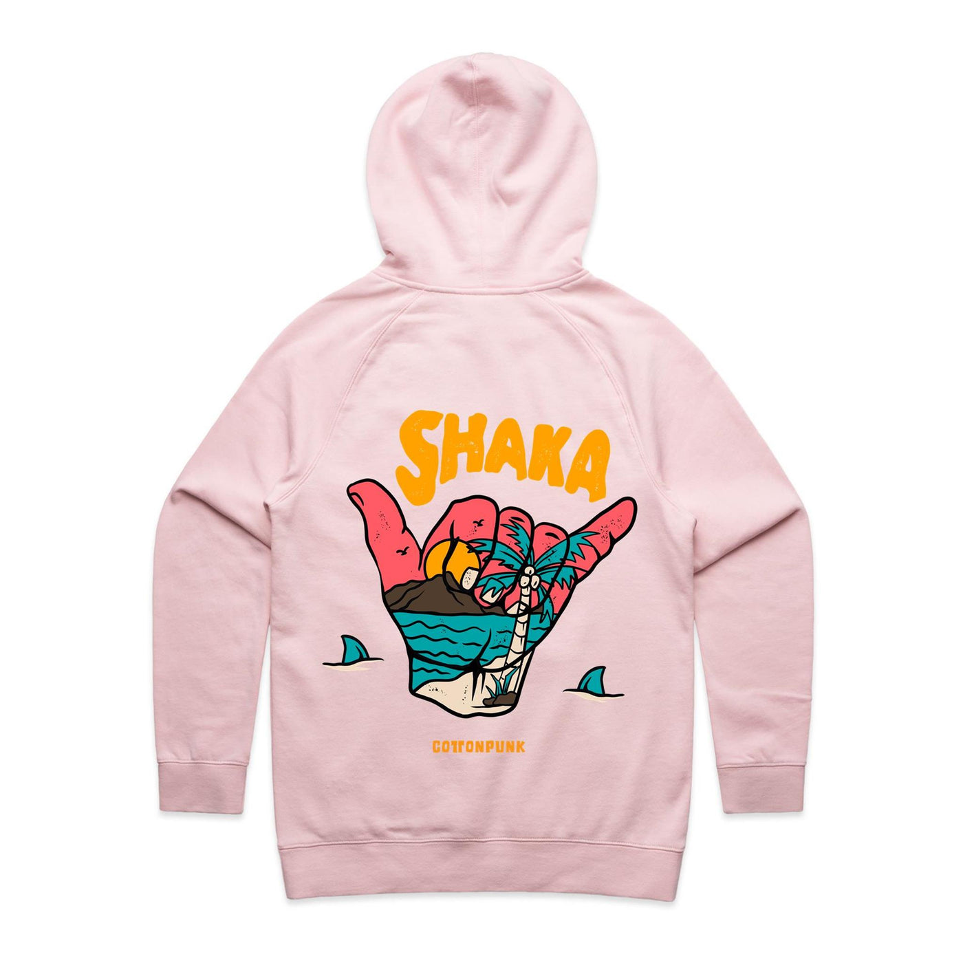 SHAKA (W) - Womens Pocket Hoodie - BACK PRINT