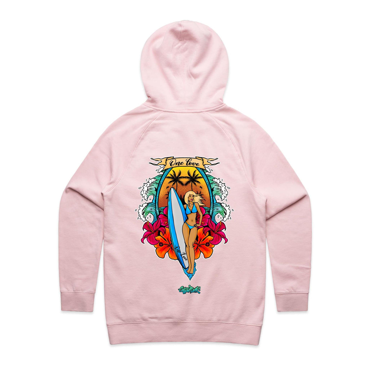 ONE LOVE (W) - Womens Pocket Hoodie - BACK PRINT