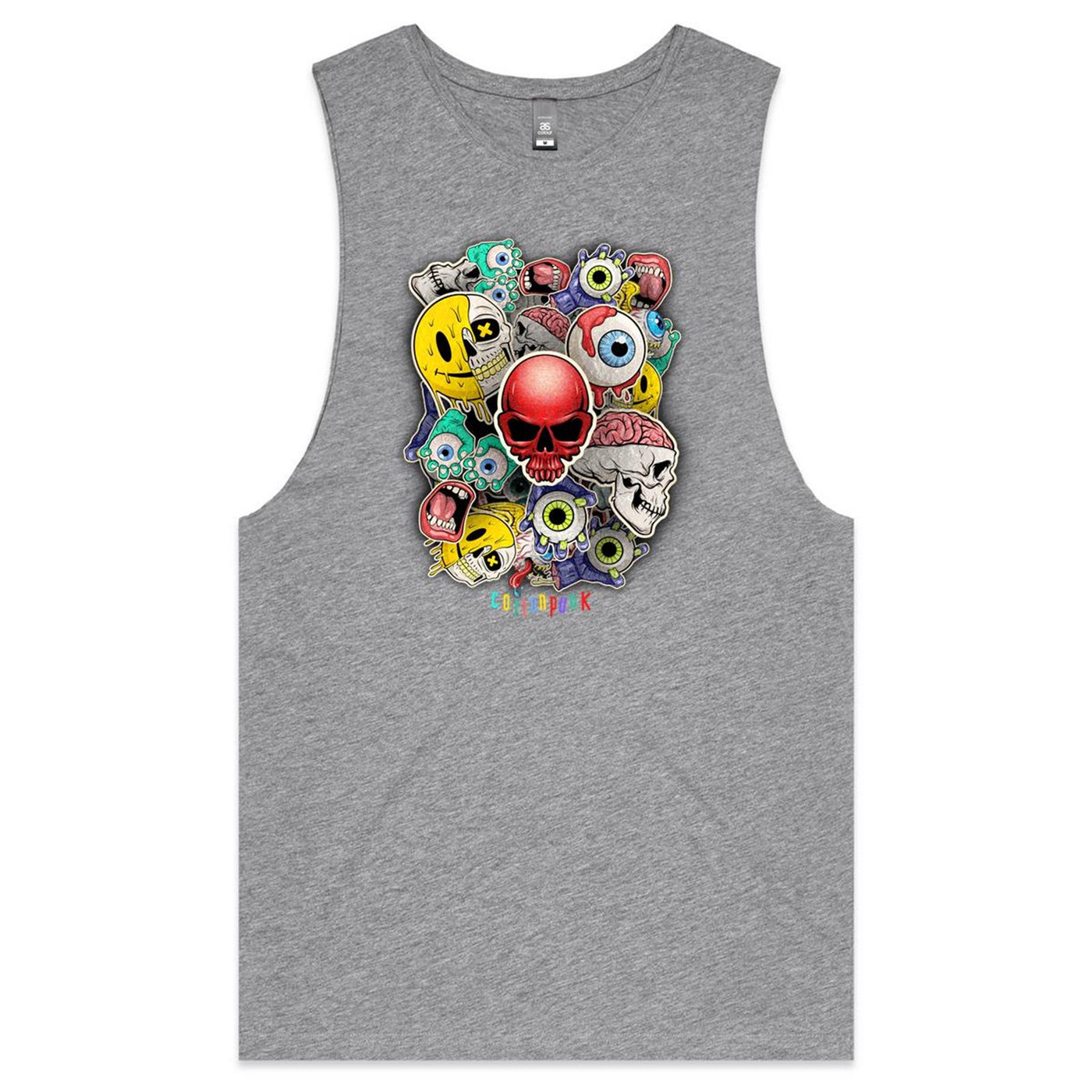 ROLLING SKULLS - Mens Sleeveless T-Shirt - FRONT PRINT