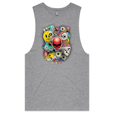 ROLLING SKULLS - Mens Sleeveless T-Shirt - FRONT PRINT