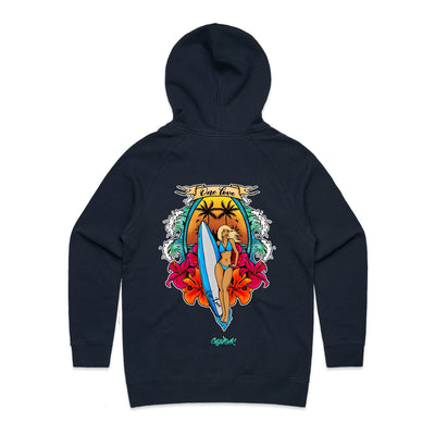 ONE LOVE (W) - Womens Pocket Hoodie - BACK PRINT