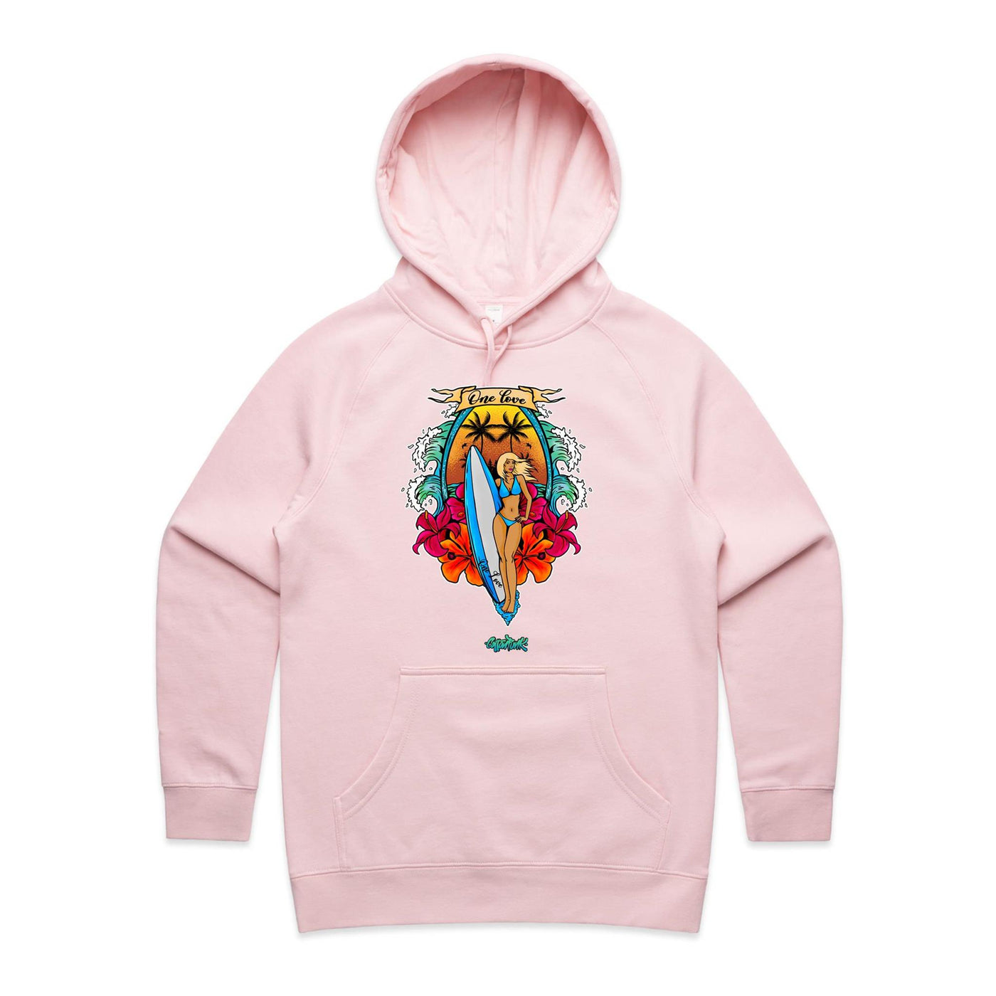 ONE LOVE (W) - Womens Pocket Hoodie - FRONT PRINT