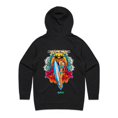 ONE LOVE (W) - Womens Pocket Hoodie - BACK PRINT